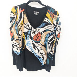Chicos Shirt Women XL 3 Multicolor Aztec Southwestern Casual Mature Top Colorful